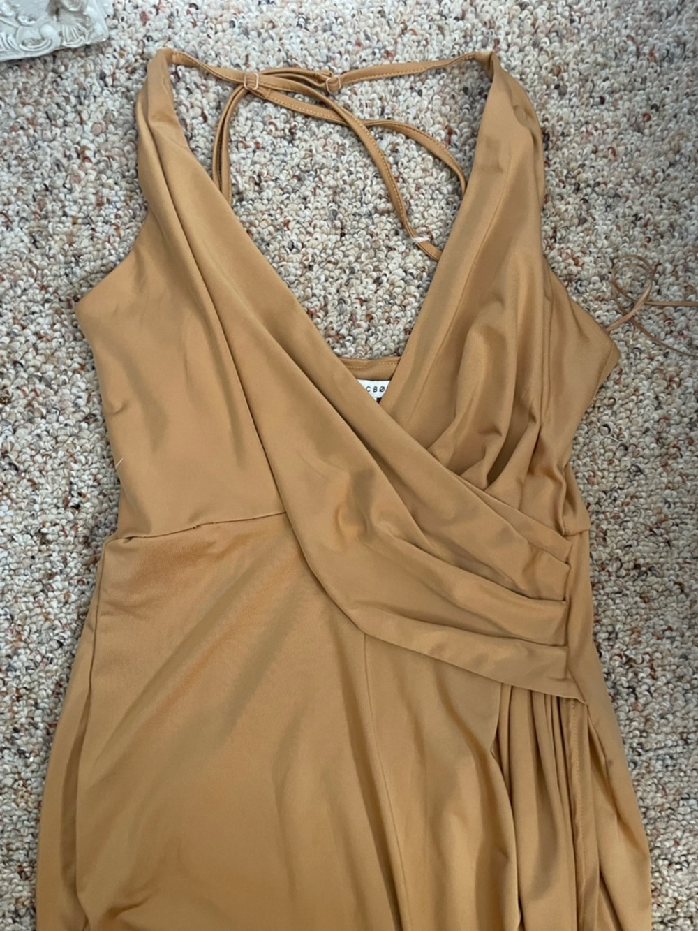 Baltic Born Stretch Wrap Dress in Camel Tan